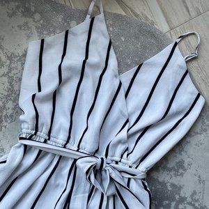 Black and White Striped Wide Leg Jumpsuit (S)